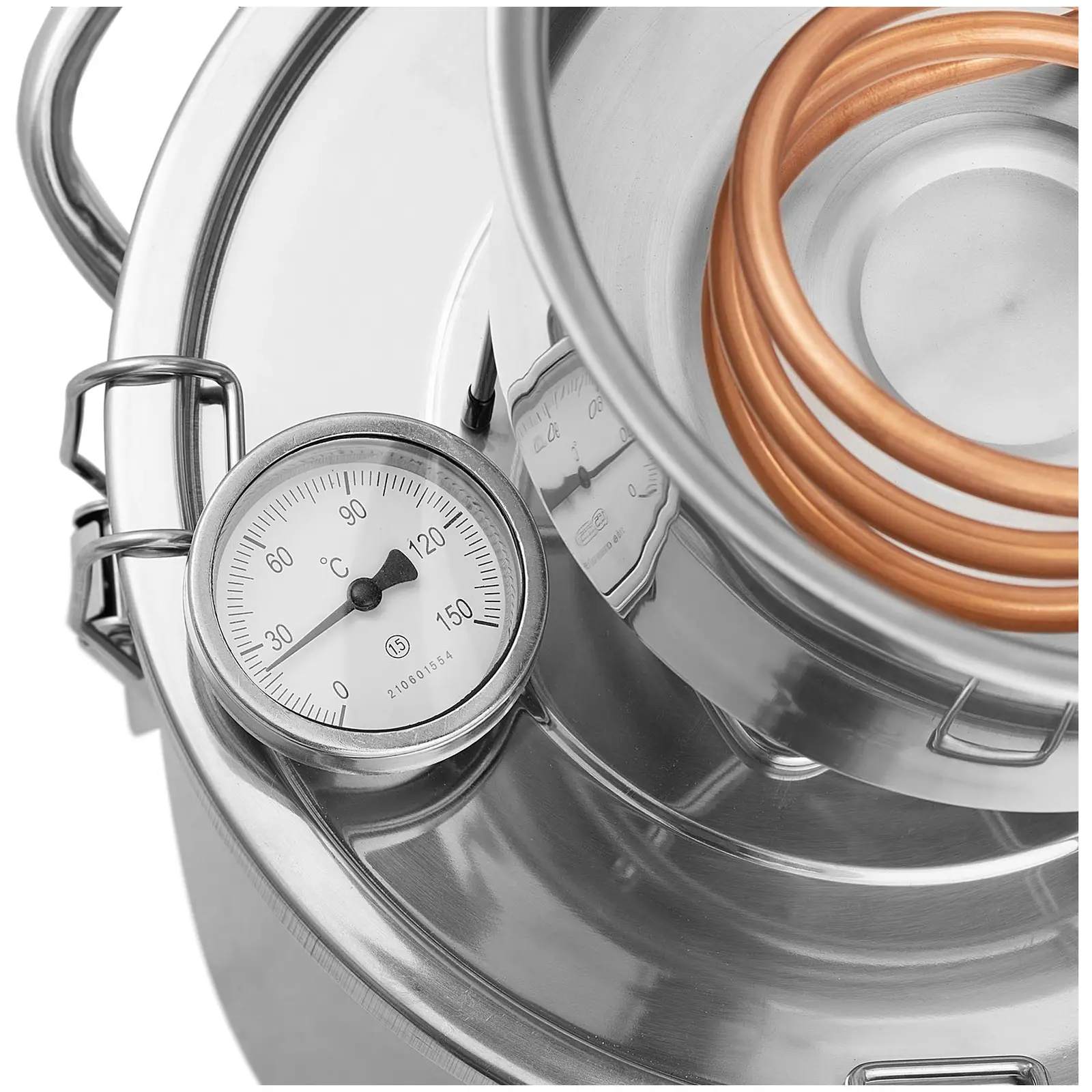 Destillationsapparat - rustfrit stål og kobber - 12 l - termometer - Royal Catering