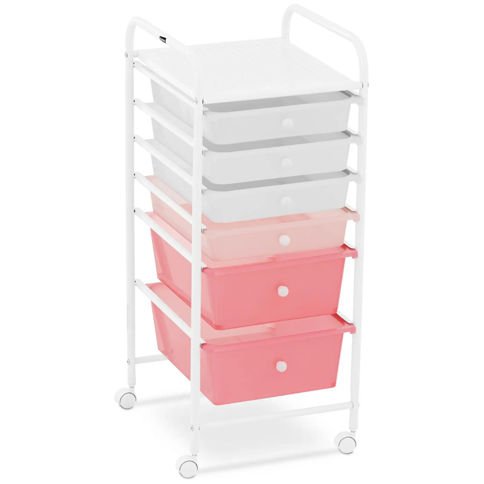 Rullebord med skuffer - 6 skuffer - rosa og hvid