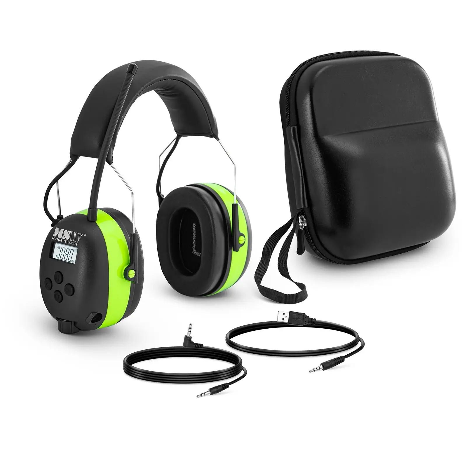 Høreværn med Bluetooth - mikrofon - LCD-skærm - genopladeligt batteri - grøn