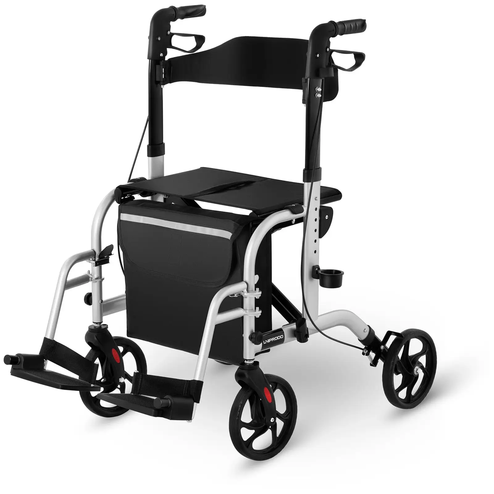 Rollator-kørestol 2-i-1 - sølv - 136 kg