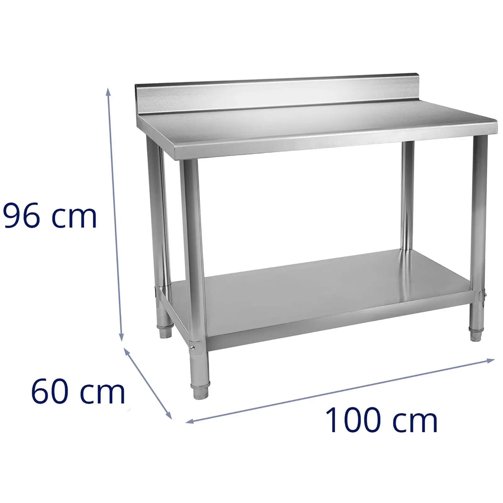Stålbord med bagkant - 100 x 60 cm – 114 kg