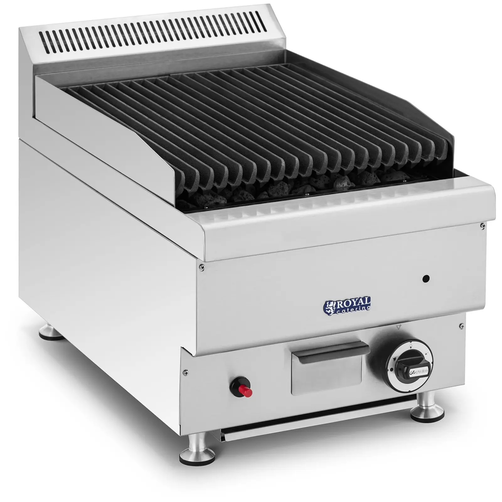 Lavastensgrill - naturgas - 7200 W - 50 x 27 cm - 0 - 460 °C - Royal Catering