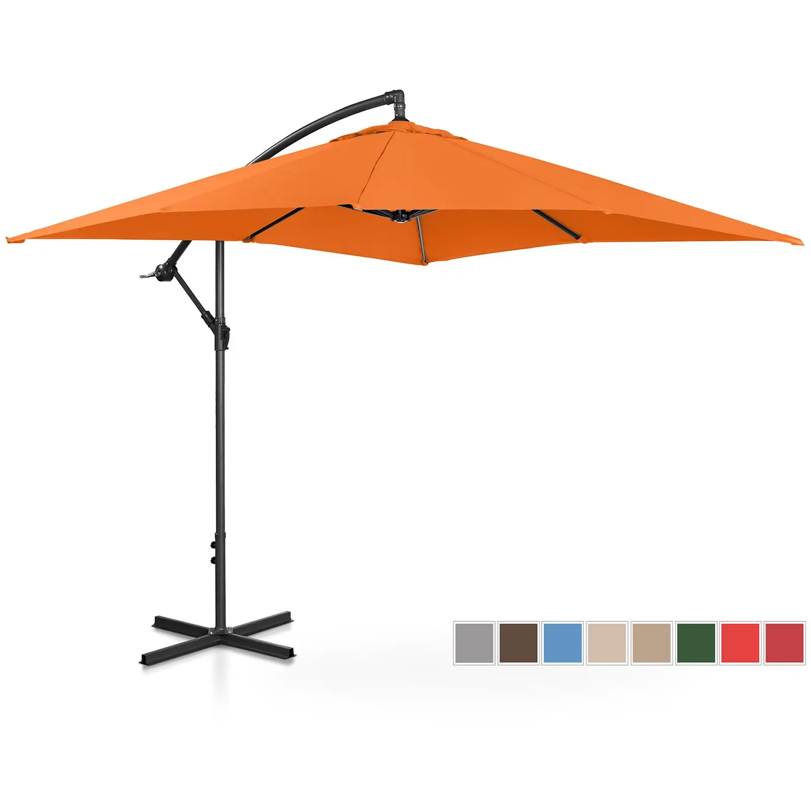 Hængeparasol - orange - rektangulær - 250 x 250 cm - knæk-position