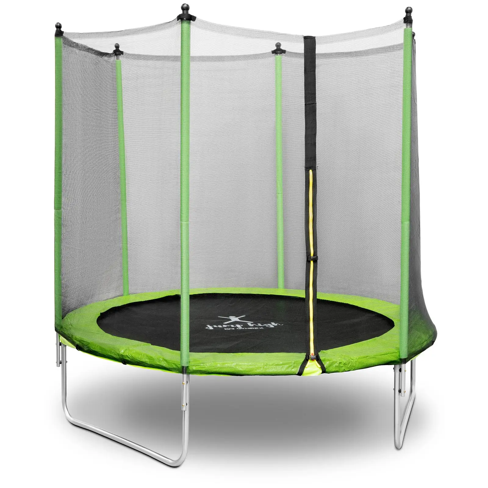 Trampolin med net - 244 cm i diameter - 80 kg - sort/grøn