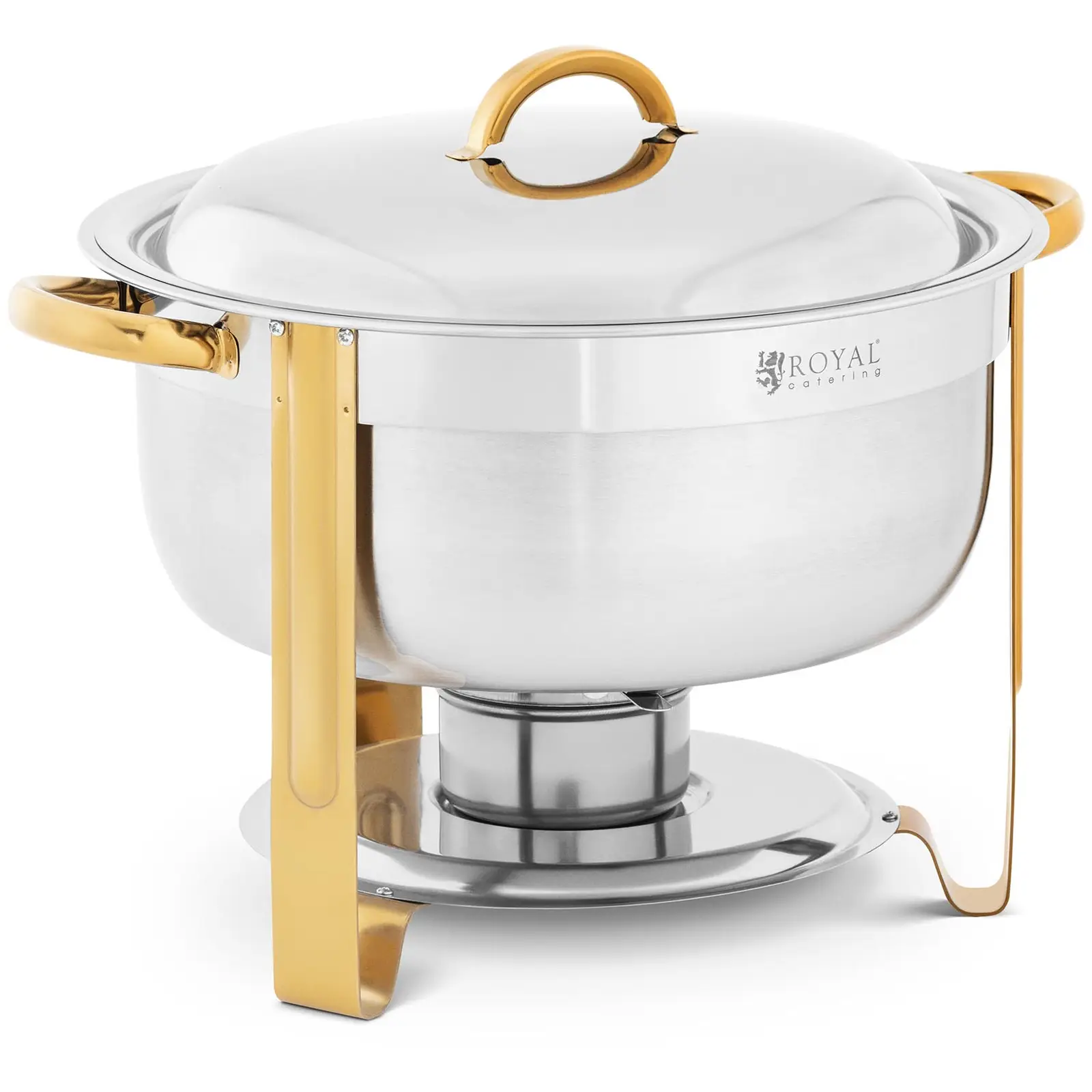 Chafing dish} - rund - guld accenter - 4,5 L - 1 Brændselscelle - Royal Catering