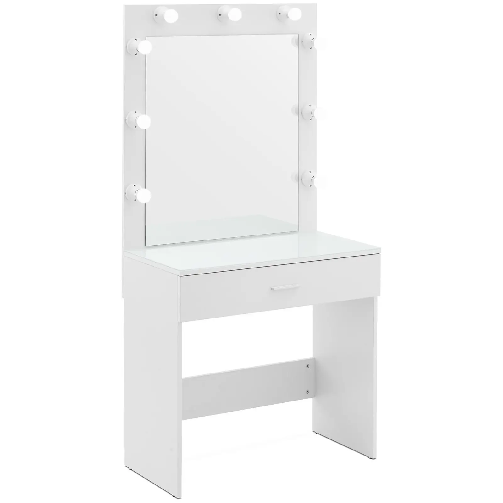Påklædningsbord med spejl og lys - 80 x 40 x 160 cm - hvid