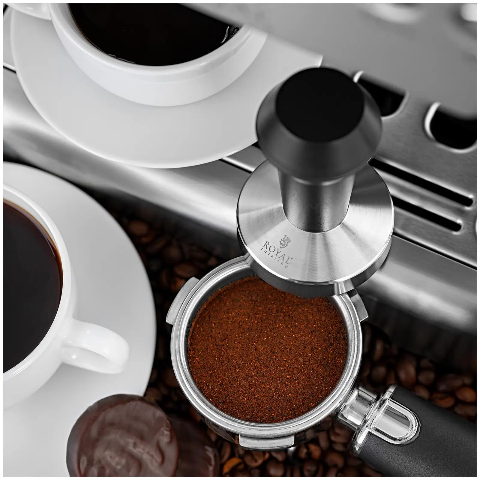 Espressostempel - rustfrit stål og plast - 85 x 58 mm i diameter