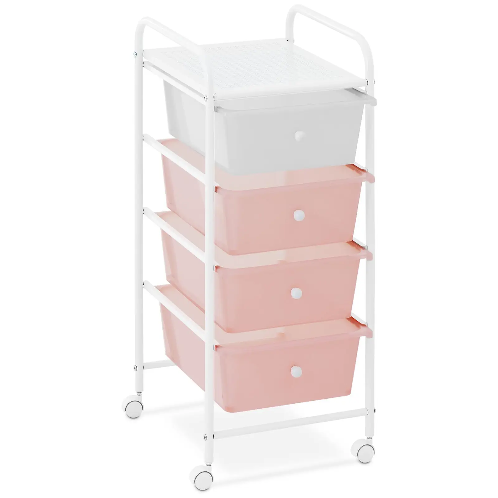 Rullebord med skuffer - 4 skuffer - rosa og hvid